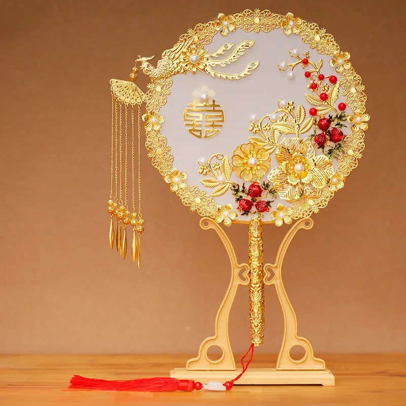 

Vintage Chinese Wedding Decorative Fans Bride Photography Ornaments Wedding Bride Handheld Fans Home Decor Craft