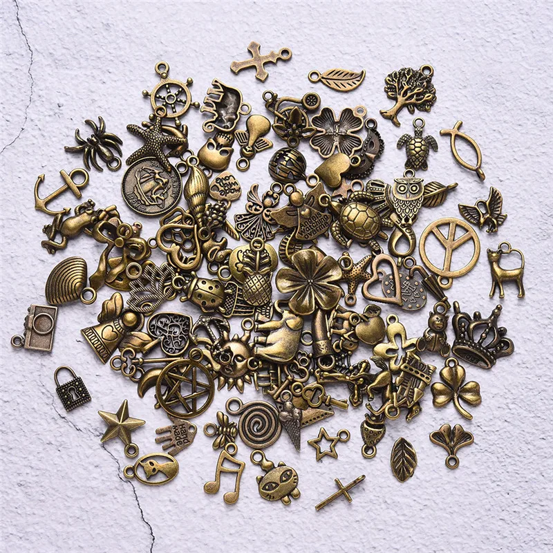 

100 Styles Retro Alloy Pendants for Jewelry Accessories DIY Bracelets Keychains Bookmarks Handmade Jewelry Making Materials