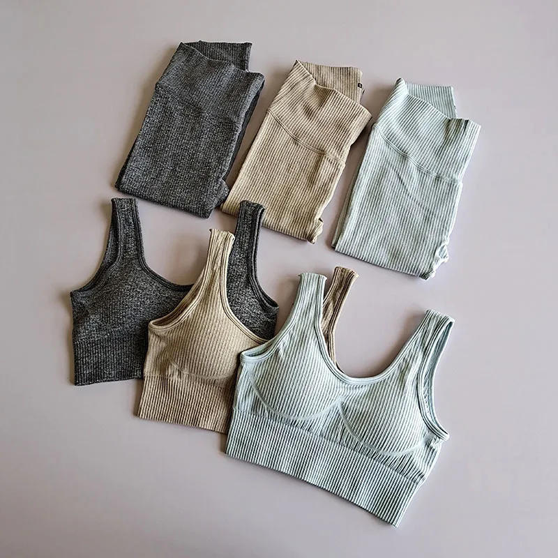 

Seamless Workout Set Bra Leggings Clothing Women Gym Professional Running Fast Dry Yoga Pants Training Fitness Two Piece Sets