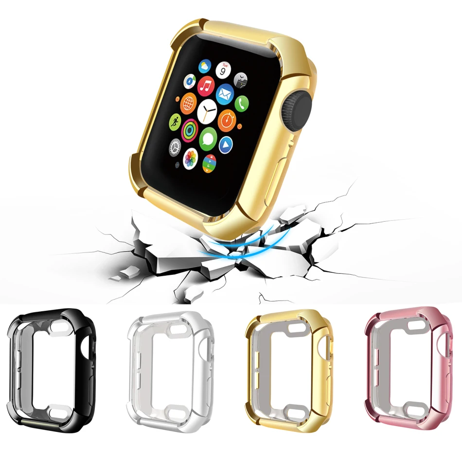 Бронированный бампер для Apple Watch 40 мм 44 мм, мягкий чехол из ТПУ с покрытием для iWatch, ремешок серии 4, защита от падения Чехол