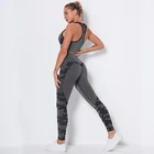 SALSPOR женские костюмы для йоги, спортивный бесшовный Камуфляжный бюстгальтер пуш-ап, леггинсы для контроля живота, комплект из 2 предметов, тренировочные костюмы для бега и спортзала