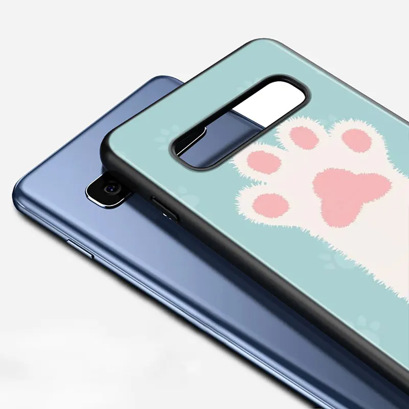 

Silicone Black Cover Cat from flowers for Samsung Galaxy Note 10 Pro 9 8 Plus S10 5G S9 S8 S7 Plus S6 Phone case