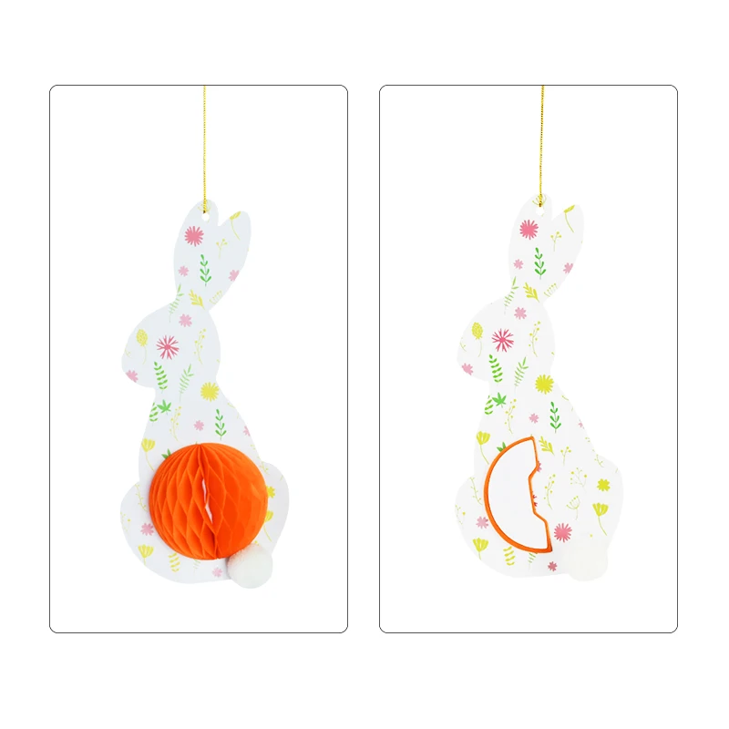 

4Pcs/set Easter Honeycomb Rabbit Hanging Ornaments For Home Easter Party Kids Birthday Baby Shower DIY Decoration Supplies