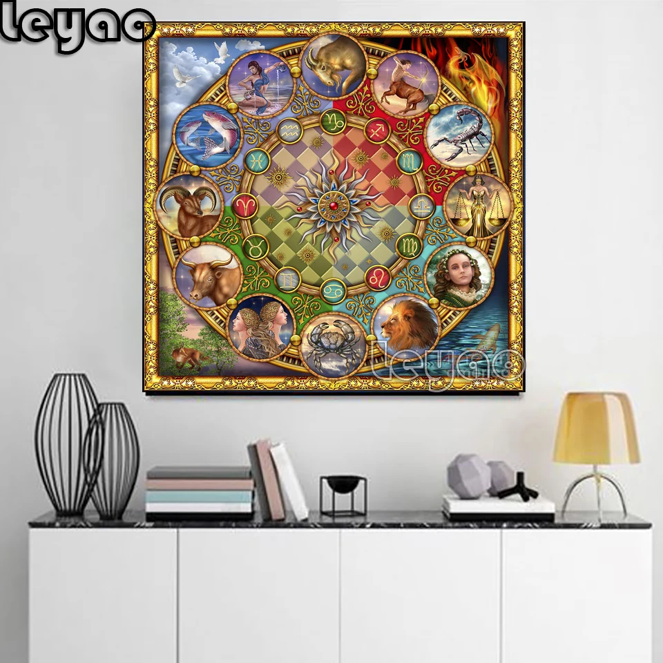 

5D алмазная живопись двенадцать созвездий полный набор DIY Ремесленная поделка, алмазная вышивка продажа картина Стразы со знаками Зодиака М...