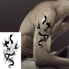 Водостойкая Временная тату-наклейка, черная змея, животное, роза, цветок, искусственная татуировка, искусственная татуировка на спину, боди-арт для женщин и мужчин