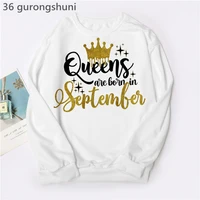 women%e2%80%99s clothing birthday gift hoodie femme golden crown queen are born in january to december graphic print sweatshirt jumper