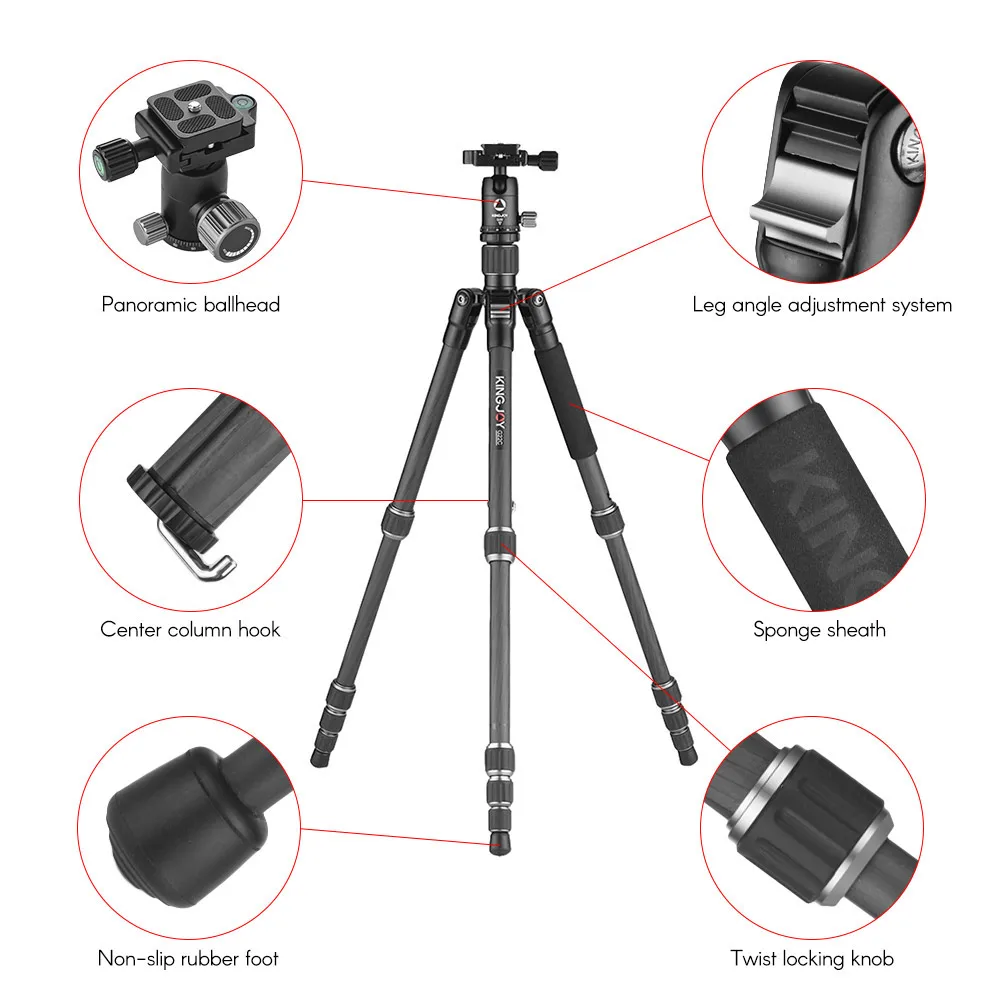 Портативный дорожный штатив Kingjoy для камеры из углеродного волокна монопод с