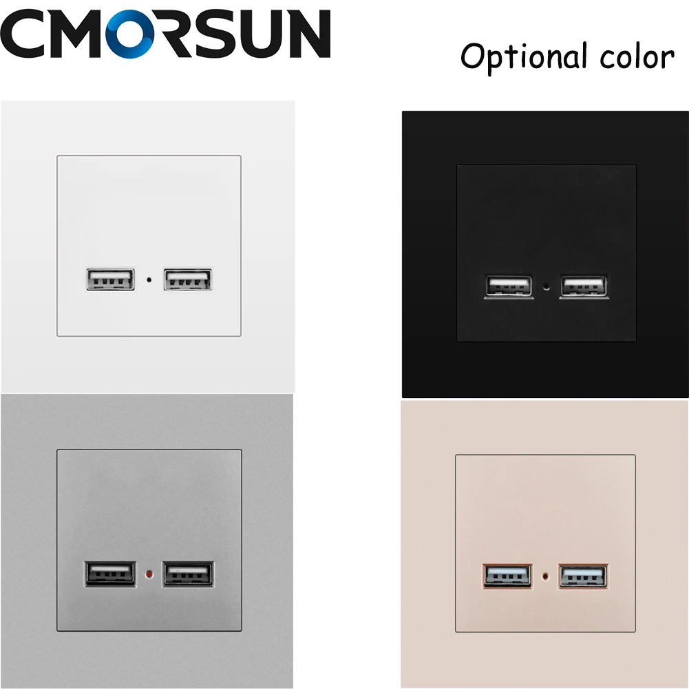 

86*86mm universal wall socket with 2 USB ports to supply power to electrical equipment the color is optional 110- 240V