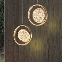 led rotatable round pendant lamp indoor nordic lighting ceiling chandelier for home living room bedside art decoration