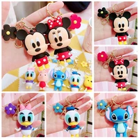disney keychain cute mickey mouse anime figure puppets silicone donald duck pendant children toys women car key chains
