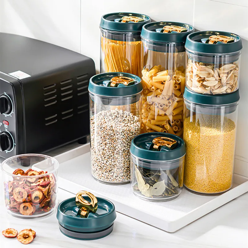 

1Pc Kitchen Vacuum Sealed Jar Organization Food Storage Containers Dampproof Snacks Dried Fruit Dry Cargo Multigrain Tank Bottle