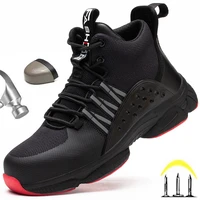 men lightweight safety shoes steel toe work breathable ankle boots work sneakers men shoes anti smash work boots plus size 36 50