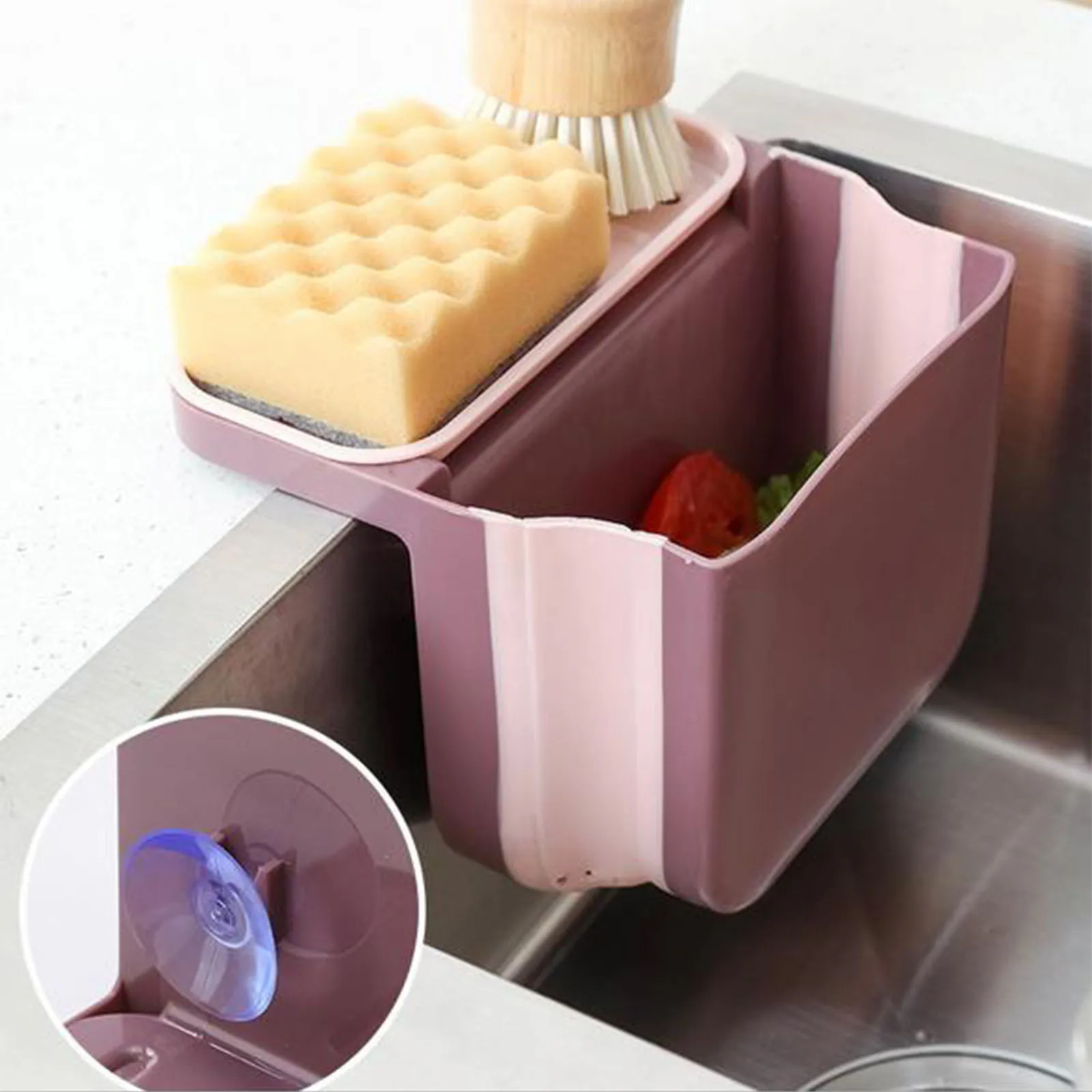 

Double Suction Cup Hanging Sink Kitchen Waste Dry And Wet Drains Basket
