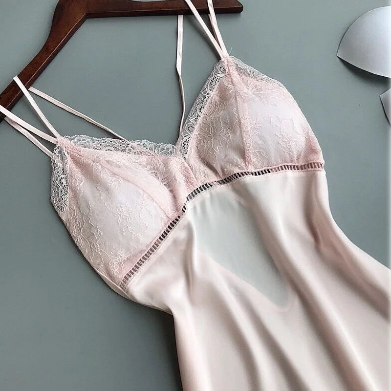 

Sexy Lace Women Nightgown Ladies Lingerie Dress Sleepwear Nightwear Satin Night Dress Night Skirt Nighties for Women Sleepshirts