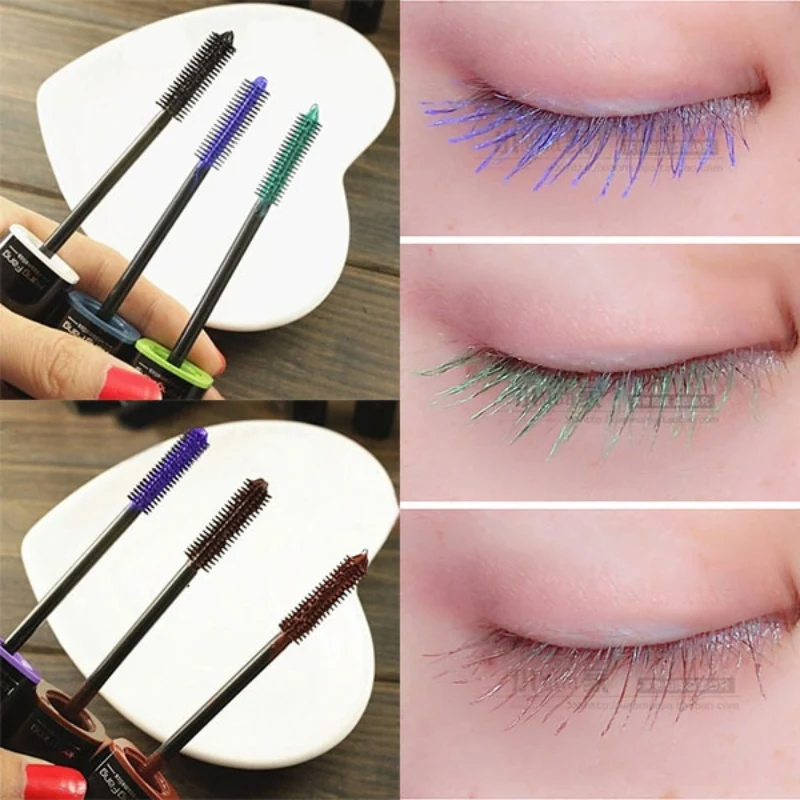Цветная тушь для ресниц фиолетовая синяя зеленая черная коричневая плотная