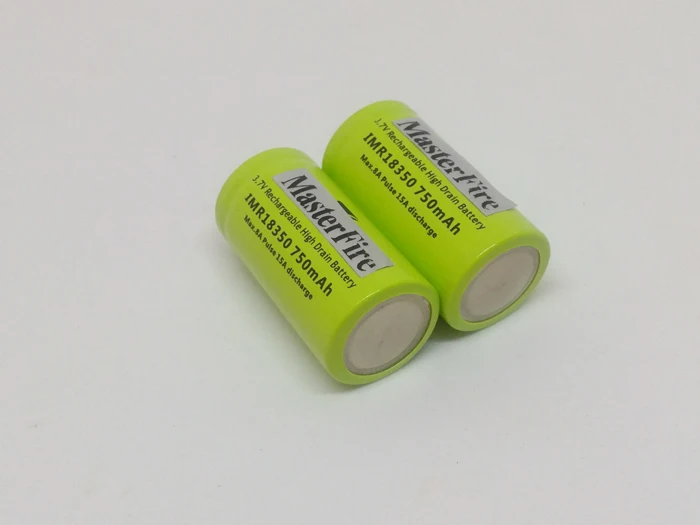 

MasterFire IMR18350 750mah 18350 3.7V High Drain Rechargeable Li-ion Battery Lithium Batteries Cell 15A Discharge