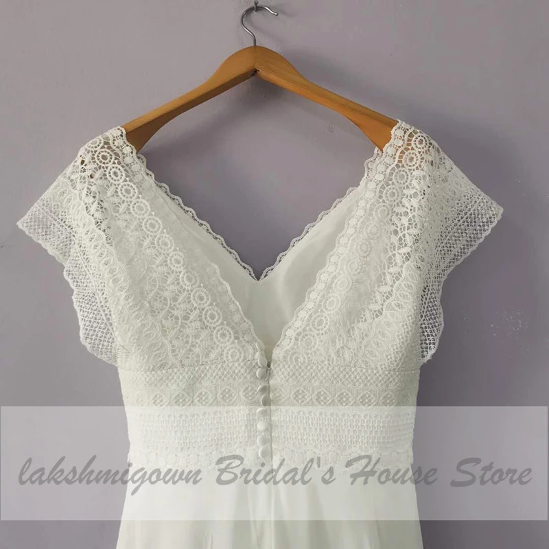 Lakshmigown Винтаж Boho Свадебное Платье пляжное 2020 глубокий v образный вырез на шее