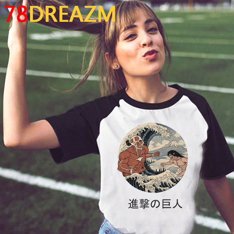 Футболка женская с рисунком из японского аниме атака на Титанов уличная одежда в
