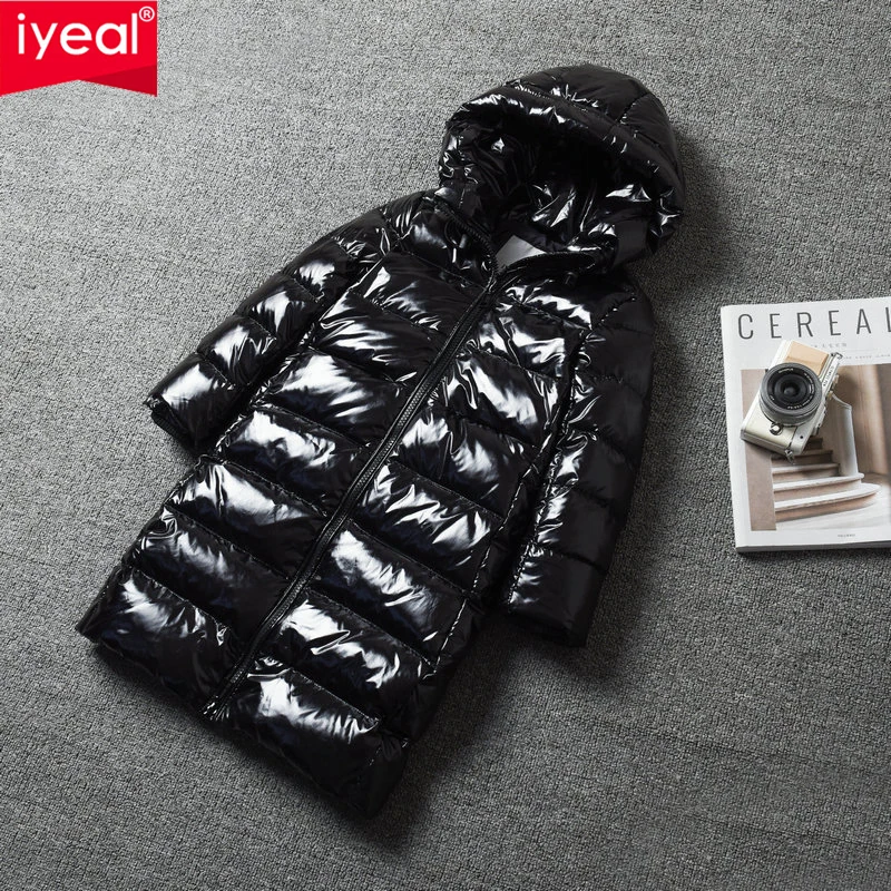 Модная детская зимняя куртка IYEAL на утином пуху для девочек одежда