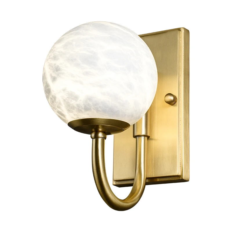 

New Chinese Style Marble Wall Lamp Living Room Background Wall Modern Minimalist Spherical Stair Aisle Wall Lamp Bedroom Bedside