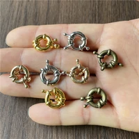 jukang 10pcs 4 colors copper 13mm gold round clavicle necklace clasp diy jewelry accessories free shipping