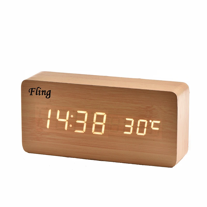 Электронные деревянные часы FLING светодиодные цифросветодиодный Смарт-часы с