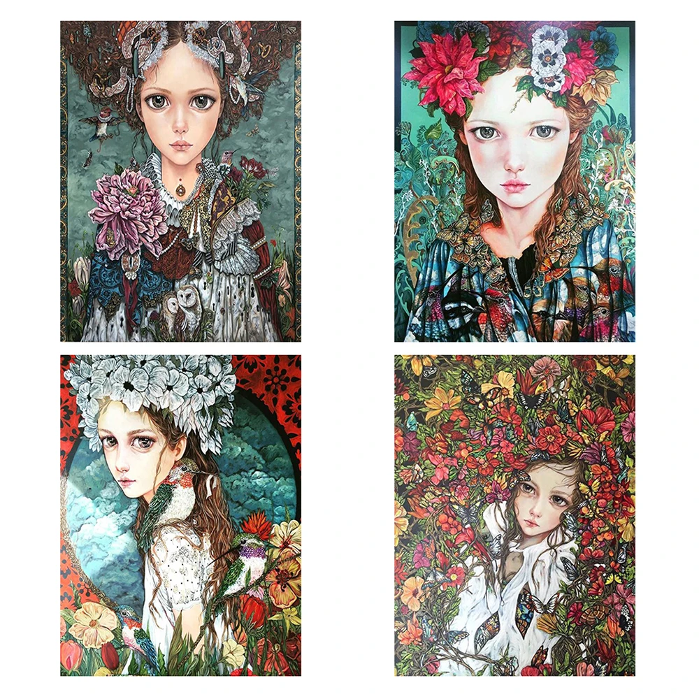 

Алмазная 5d Вышивка «сделай сам», квадратная круглая вышивка с цветами, бабочками, девушками, вышивка крестиком, подарок для хобби ручной раб...