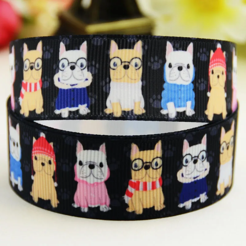 

7/8'' 22mm,1" 25mm,1-1/2" 38mm,3" 75mm Dog Cartoon printed Grosgrain Ribbon party decoration 10 Yards X-02812