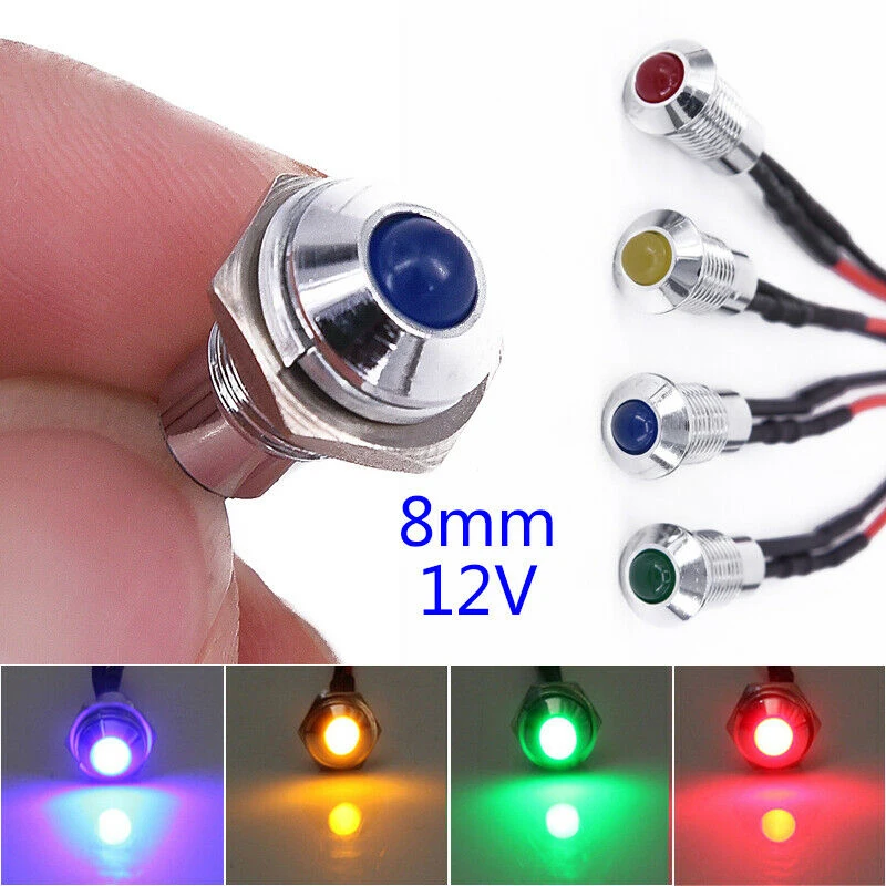 4 шт. 8 мм 12 В светодиодный светильник лампа для пилота приборная панель