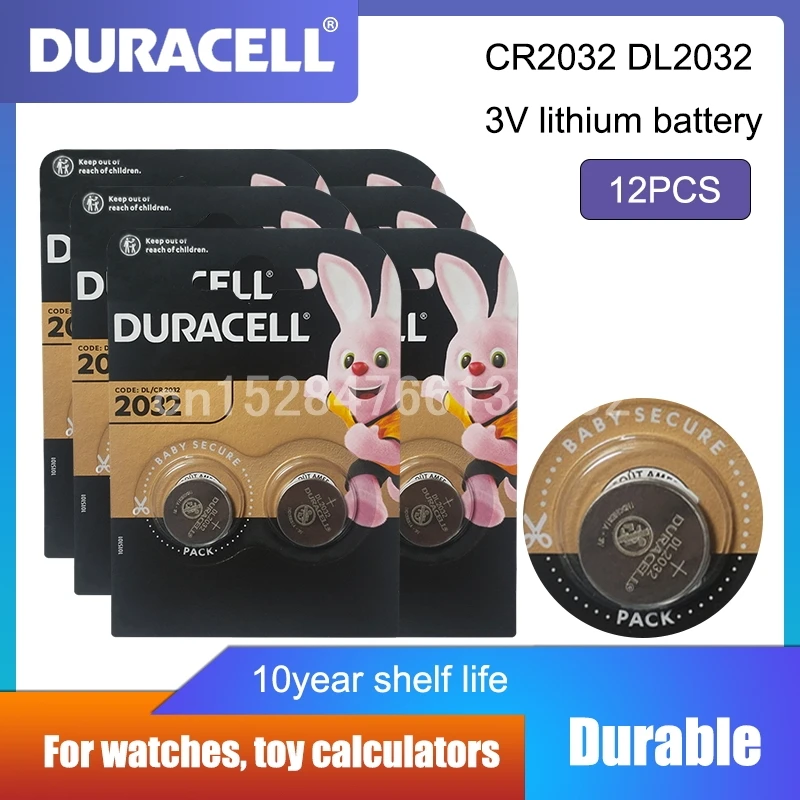 12 шт. батарейки для батарей DURACELL CR2032 DL2032 CR 2032 KCR2032 5004LC ECR2032 3V литиевая