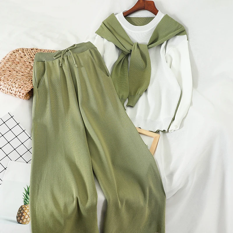 Новинка комплект из двух предметов женский свитер с цветными блоками широкие