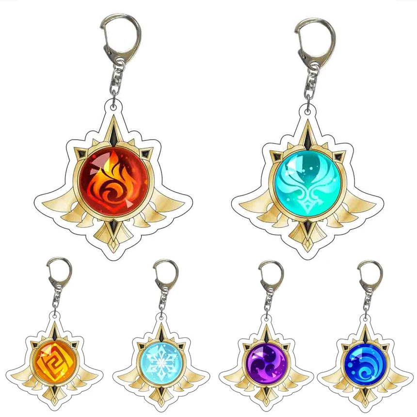 

Anime Genshin Impact Keychain Element Vision God's Eye Mondstadt Liyue Harbor Accessories Bag Pendant Key Chain for Girl Gifts