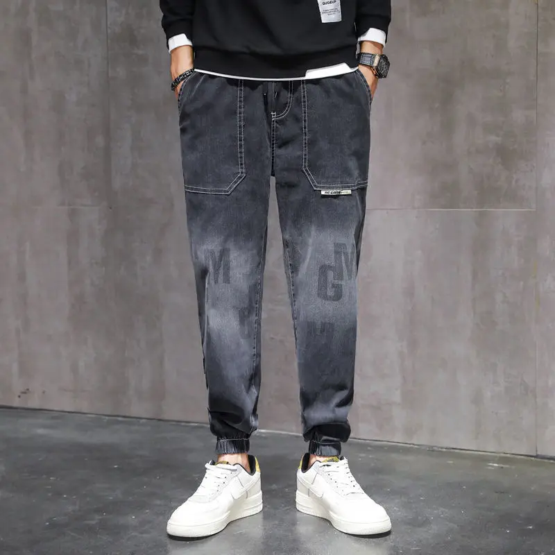 New British Style Men's Jeans Spring And Autumn Loose Legged Overalls Pants Fashion Street Casual Harlan Capris