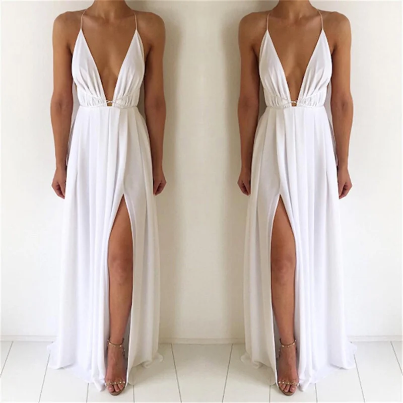 

Bigsweety Sexy Maxi Dress Women Sleeveless Backless Boho Long Dress Bridesmaid Formal Summer Party Bandage Slit Dress Vestidos