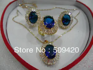 

Wholesale>>>Beautiful Jewellery Blue Zircon stone Earring Necklace Set