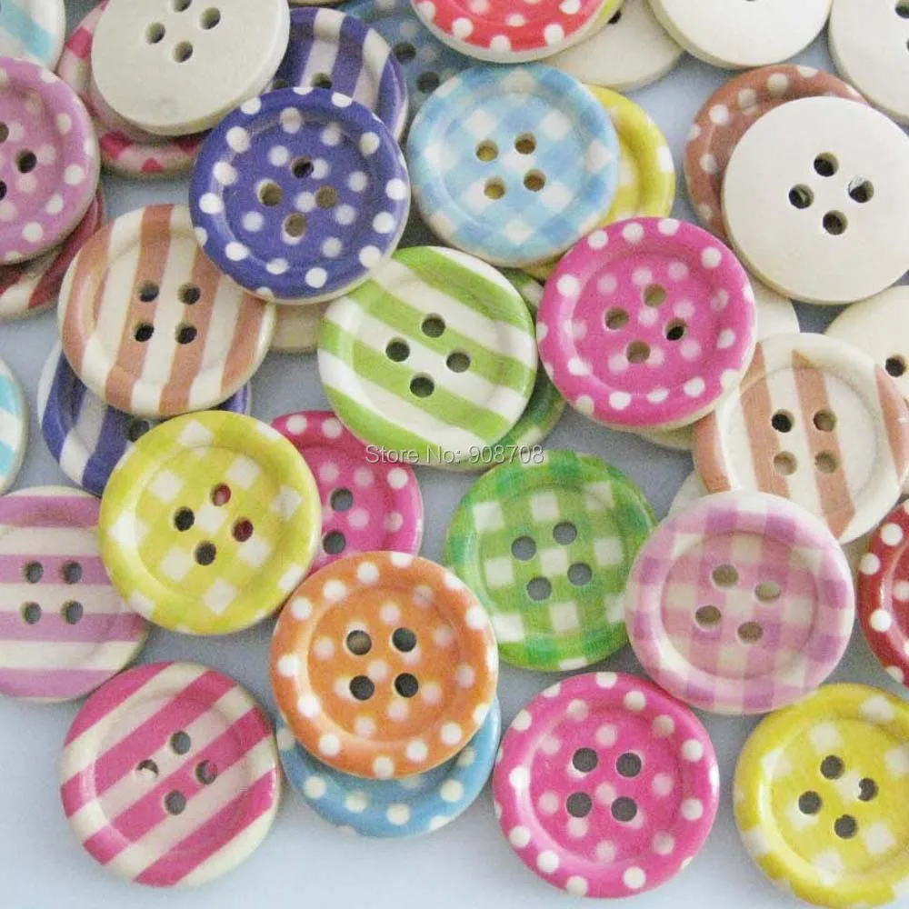 Multisizes с 4 отверстиями деревянные пуговицы для шитья смешанные 100 шт. DIY