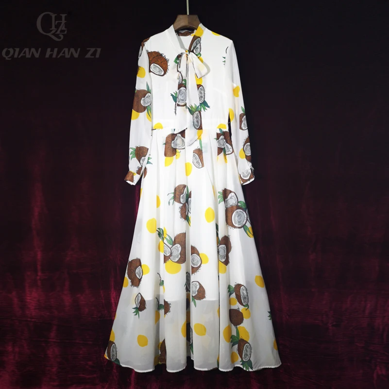 Цянь Хан Zi весенне-летнее модное дизайнерское платье макси с длинным рукавом для