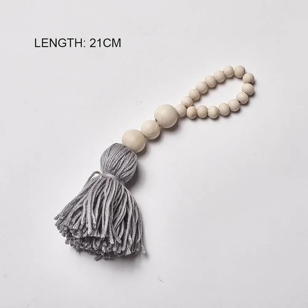 Grey tassel Деревянные бусины, гирлянда с шариком, кисточки, подарочное украшение, Настенный декор для детской комнаты, натуральный декор для свадебной комнаты принцессы, палатки - Цвет: Grey tassel