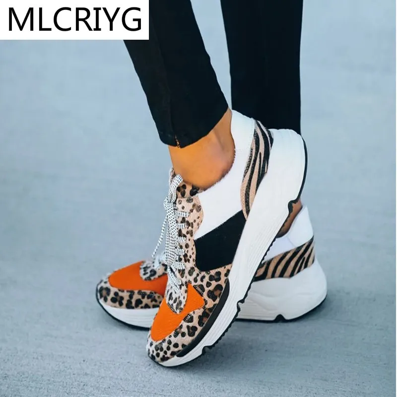 

2021 Spring New Women Lace-up Vulcanized Shoes Fashion Sexy Leopard Print Women Casual Shoes Walking Comfortable Women Sneakers