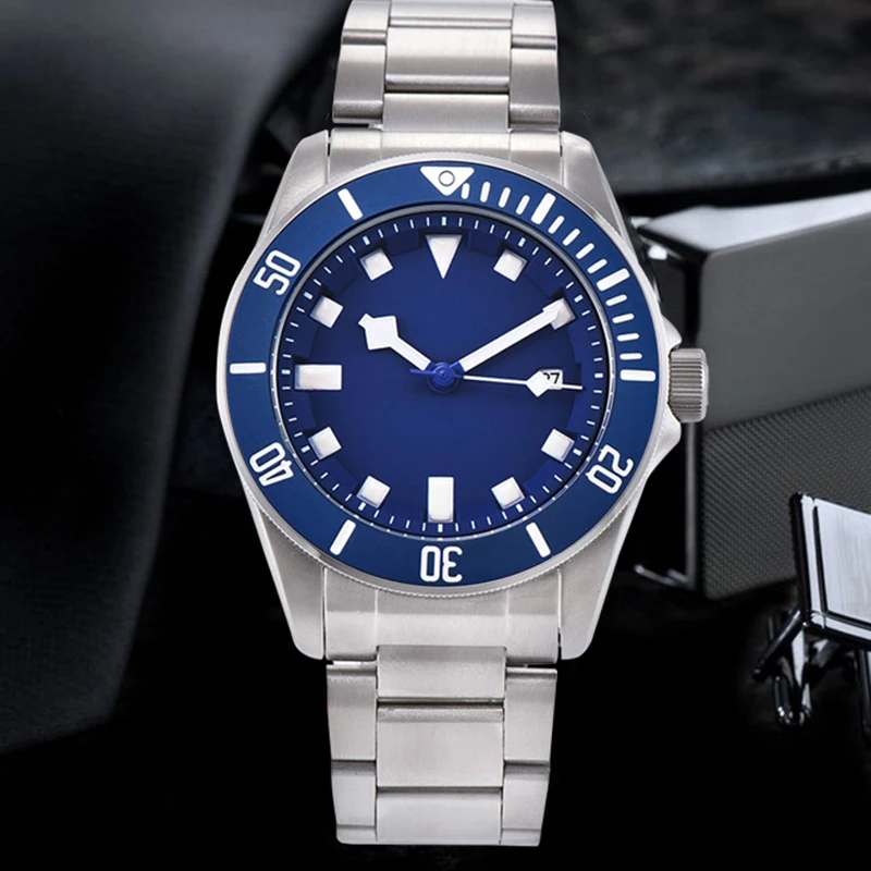 

Мужские автоматические механические роскошные часы 42,5 мм 316 из нержавеющей стали чехол военные спортивные часы календарь синий циферблат с...