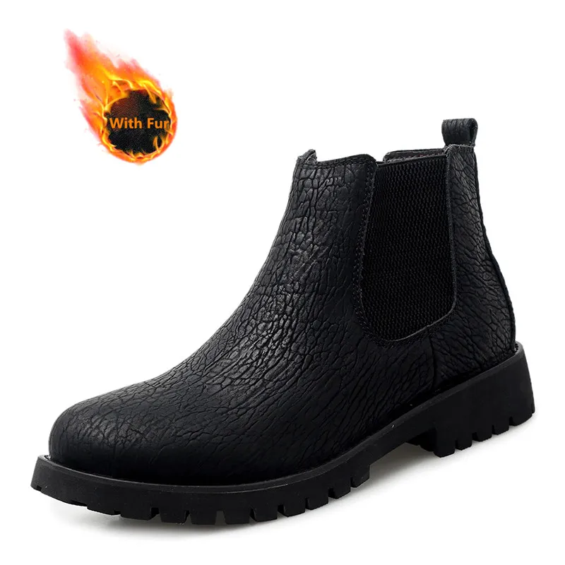 Men's Chelsea Boots Leather Casual Shoes Fashion Rubber Sole Non-slip Comfort Business Footwear Winter Quilted for Men | Обувь