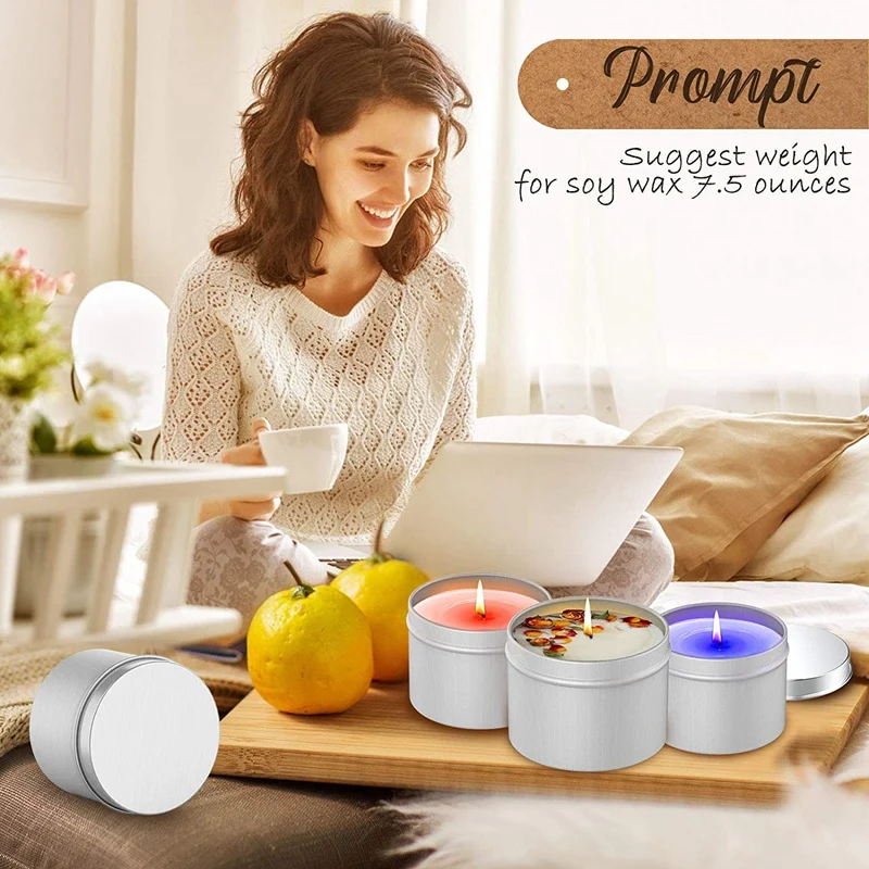 

12 Pcs Candle Tin with Wick Glue Dot, 6 Oz Candle Containers for DIY Candle Making, Metal Storage Case