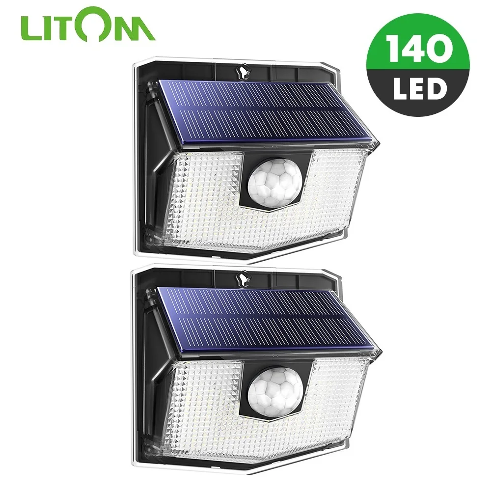 LITOM 140 LED Солнечный свет Модернизированный IPX7 водонепроницаемый беспроводной PIR