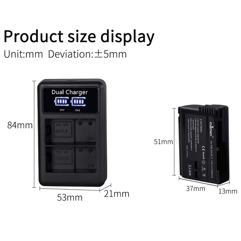 Mamen 2 шт. EN EL15 ENEL15 EL15A батарея для цифровой камеры + LCD USB двойное зарядное устройство