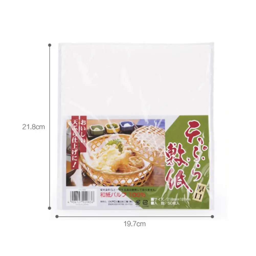 

50Pcs/Bag Oil Absorbing Paper Multi-use Disposable Healthy Portable Frying Pad Paper for Kitchen Supplies Tempura Blotting Paper