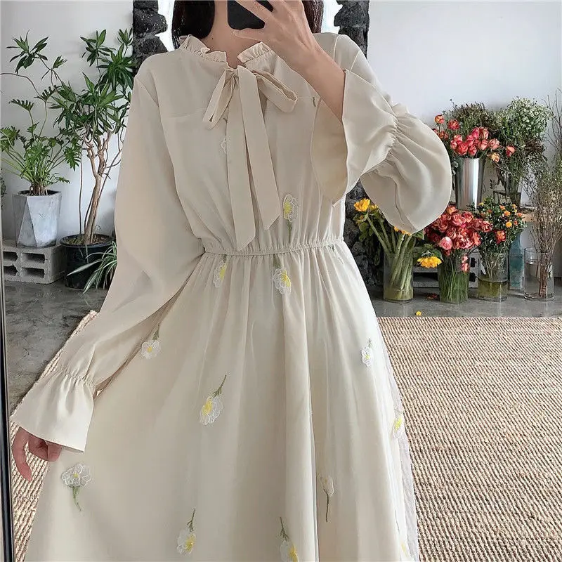 Весеннее шифоновое платье феи с длинным рукавом для колледжа вечерние платья