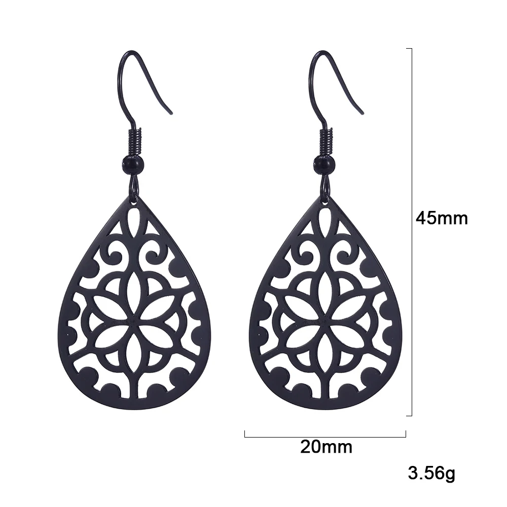 

Lucktune Flower Petal Drop Earrings Water Drop Stainless Steel Dangle Earrings For Women Bohemia Fine Jewelry Accessories