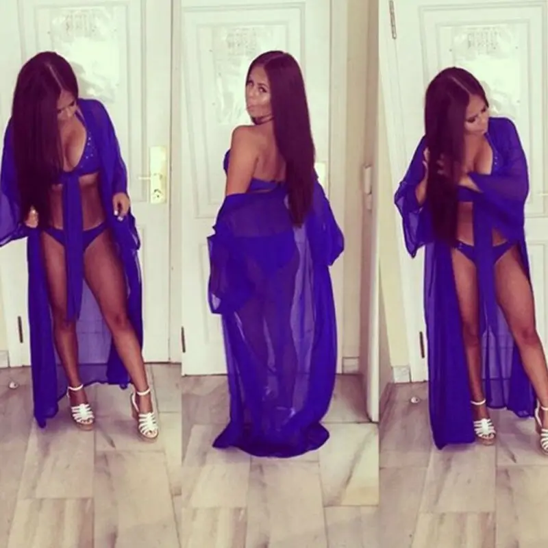 2020 женский купальник накидка на рукав Пляжная туника платье Одноцветный