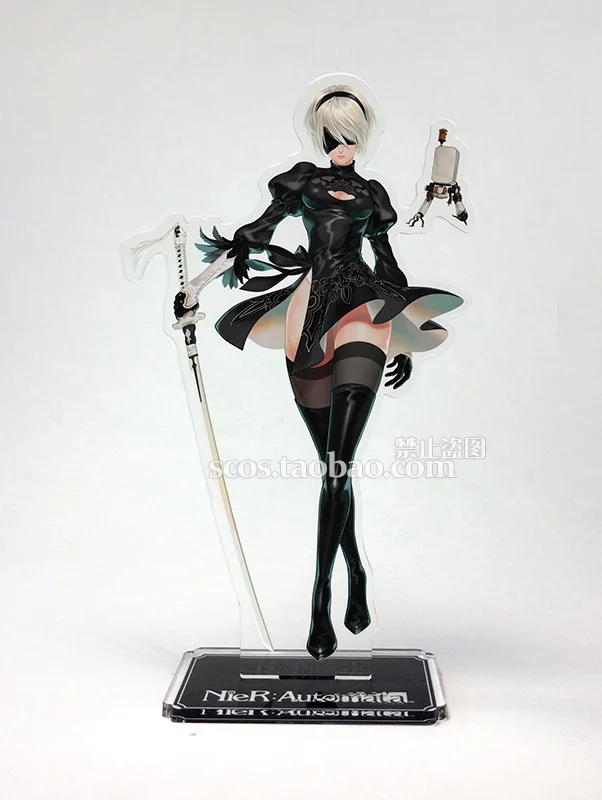 Серый Обувь для косплея; аниме НИР: автоматы 2B YoRHa № 2 Тип B 9S Косплэй акриловая подставка фигурный модельный пластина декора подарки - Цвет: Серый