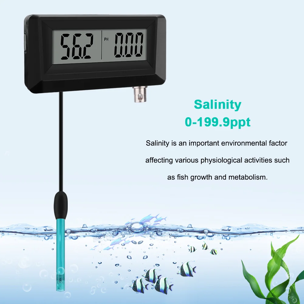Новый Онлайн PH и монитор солености 2 в 1 измеритель ph тестер для аквариума